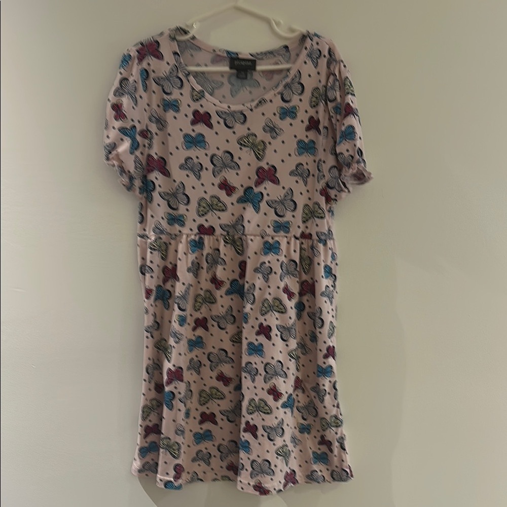 Blue and Red Puff Sleeve Casual Sundress
